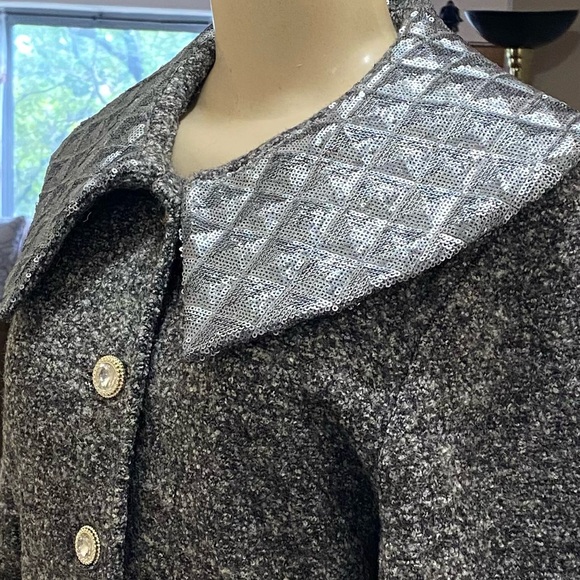 NWT Inc International Concepts Sequined Collar Button Down Jacket Size Large. - Picture 8 of 12
